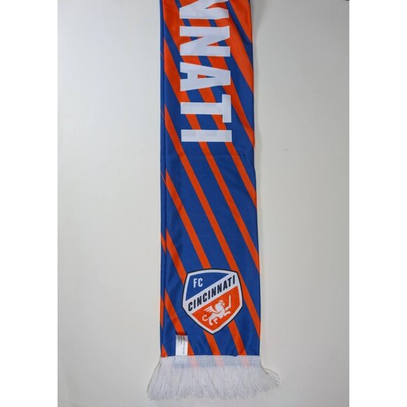 MLS FC Cincinnati Soccer Scarf Reversible Crest Blue Orange FCC Unisex Fringe - Picture 7 of 8
